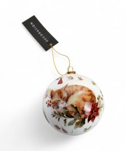 ø8 centimeter plastik decoupage julekugle med sød sovende kat