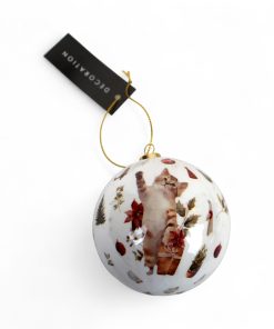 ø8 centimeter plastik decoupage julekugle med legende sød kat