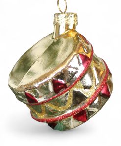 Alternative view of Tromme til juletræ, blank glasfigur, GULD, 5,5 cm