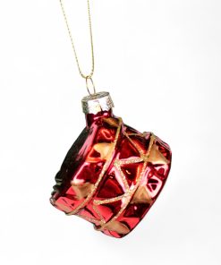 Alternative view of Tromme til juletræ, blank glasfigur, RØD, 5,5 cm