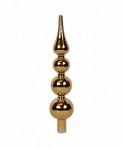 guld blank glas topspir på 28 centimeter med tre kugler og spids opad til juletræ