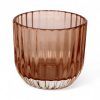 Kerzenhalter aus Glas für Teelichter, transparent lachsfarben und gerillt, 6 cm