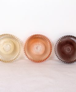 3 fade til stearinlys i gennemsigtige glas gul, laks og sort