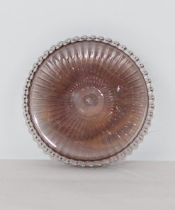 10 centimeter gennemsigtig sort glasfad med riller