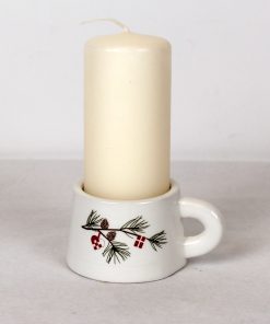 porcelænslysestage med hvid lys diameter 5 centimeter