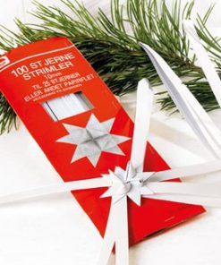 smalle hvide papir strimler på 1 centimeters bredde til flet selv stjerner til juletræet
