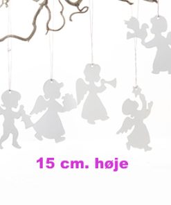 10 styk 15 centimeter store hvide karton engle med snor