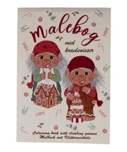 malebog med 12 ark jule kravlenisse trolde for børn som kan klippes ud