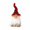 13 centimeter høj koglenisse med rød knækket nissehue midtpå og ægte skæg