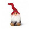 13 centimeter høj koglenisse med rød knækket nissehue øverst og ægte skæg