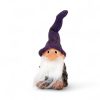 13 centimeter høj koglenisse med lilla nissehue og ægte skæg