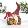 28 centimeter høj koglenisse kysse figur med røde nissehuer