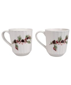 2 styk apotekernisse krus i hvidt porcelæn på 9 x 8 centimeter