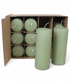 støv grønne bloklys med diameter 5,8 centimeter og en højde på 15 centimeter