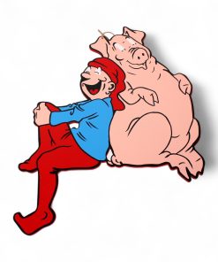 40 centimeter stor brammingnisse figur i træ med fed julegris