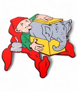 40 centimeter stor brammingnisse i træ med elefant 