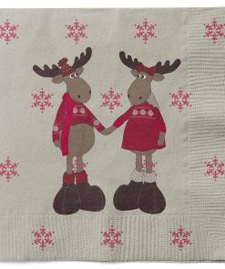 20 styk grå juleservietter med rensdyr iklædt julestrik og varme støvler