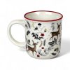 200 milliliter stort hvidt porcelænskrus med hjort og naturpynt