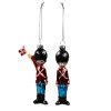2 styk glas julekuglefigurer med gardersoldater på 3 x 10 centimeter
