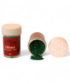 8 gram grøn glitter pulver i strødåse til kreative projekter for børn