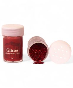 8 gram rød glitter pulver i strødåse til kreative projekter for børn