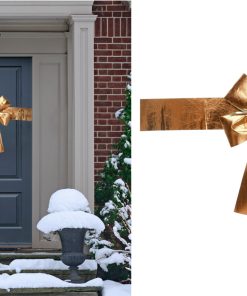33 x 42 centimeter stor dørsløjfe med bånd i skinnende guld stof