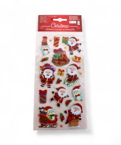 ark med 10 store og 10 små klistermærker i 3d med julemænd