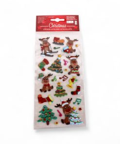 ark med 10 store og 10 små klistermærker i 3d med rensdyr