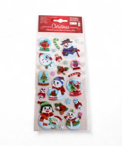 ark med 10 store og 10 små klistermærker i 3d med snemænd