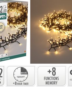 15 meter lange og cluster lyskæde til juletræer med 1152 led i varm hvid