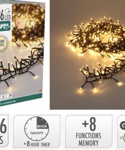 20 meter lange og cluster lyskæde til juletræer med 1536 led i varm hvid