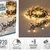 25 meter lange og cluster lyskæde til juletræer med 1920 led i varm hvid
