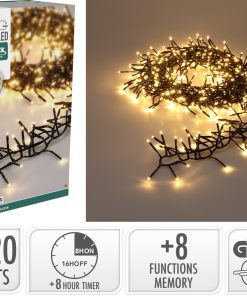 25 meter lange og cluster lyskæde til juletræer med 1920 led i varm hvid