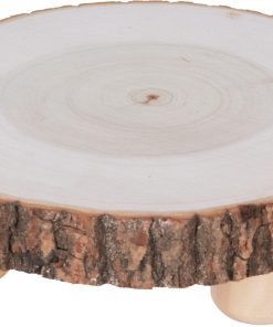 21 centimeter rund træskive opsats med bark på fødder