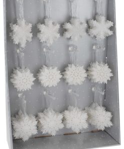 tre hvide snekrystaller med glimmer til ophæng