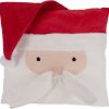 hvid og rød julepude på 40 x 40 centimeter i plys med julemand med hue