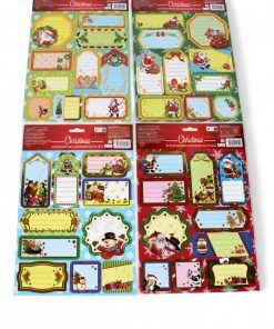 fire ark med 10 forskellige selvklæbende til og fra mærker med julemotiver