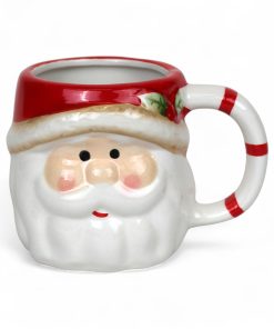 8,5 centimeter højt porcelænskrus til jul med sjov form og julemandsansigt