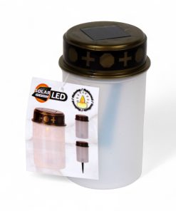 led solcelle gravlys i hvid med spyd med samlet høde på 20 centimeter