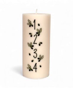 råhvidt adventslys som bloklys 6,8 x 15 centimeter