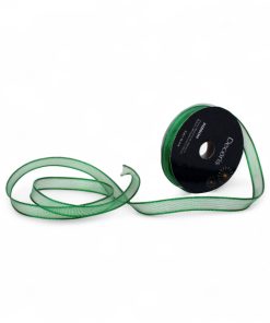 5 meter og 10 millimeter tyndt grønt satinbånd til dekorationer og gavebånd