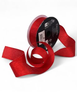 3 meter og 25 millimeter rødt blank satinbånd til dekorationer og gavebånd