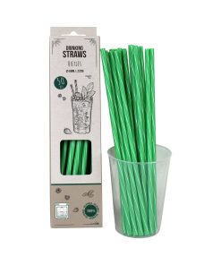 50 styk 22 centimeter lange plastik sugerør i grøn med hul på 6 millimeter diameter