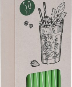 50 styk 22 centimeter lange plastik sugerør i grøn med hul på 6 millimeter diameter