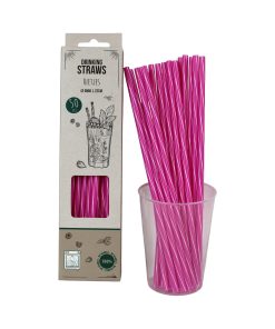 50 styk 22 centimeter lange plastik sugerør i pink med hul på 6 millimeter diameter