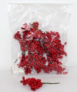 pose med 12 styk bærgrene med små røde bær på pind der måler 14 centimeter