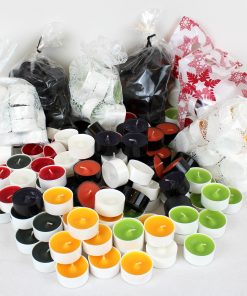 fyrfadslys i kop og i poser i lykkekassetilbud