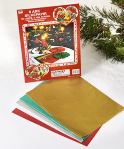 8 ark med silkepapir i fem farver