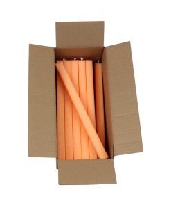 18 styk gennemfarvede lakse orange firkantede stagelys på 24 centimeter i 100% ren stearin