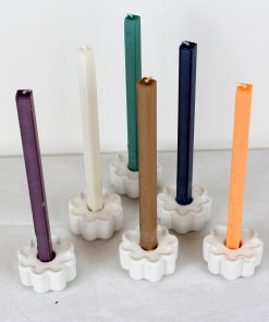 6 firkantede stearinlys i lysestager